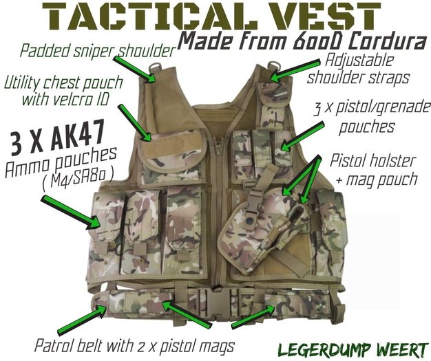 Tactical vest with pistol holster on chest breakdown in forex