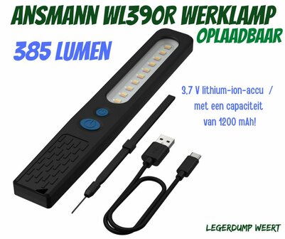 Ansmann WL390R Werklamp werkt op een accu