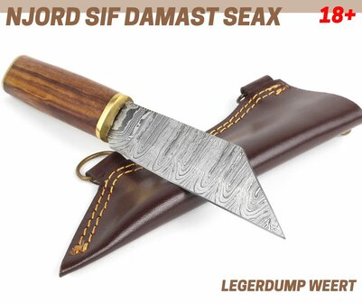 Njord Sif Damast Seax- hand gesmeed gelaagd damast staal