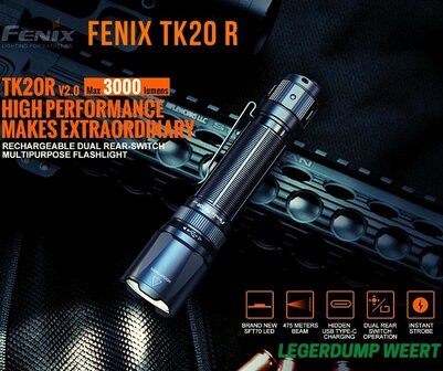 Fenix TK20R V2.0 oplaadbare zaklamp, 3000 lumen