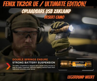 Fenix TK20R UE Desert camo oplaadbare zaklamp, 2800 lumen