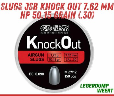 Slugs JSB Knock Out 7.62 mm HP 50.15 grain (.30)