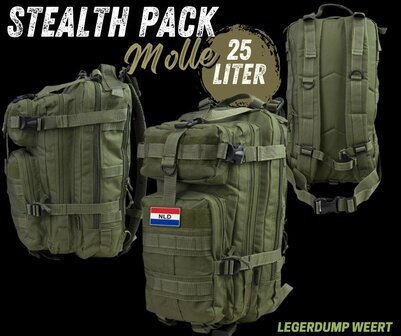 Stealth Pack 25L BTP olive MOLLE Rugzak Legerdump Weert