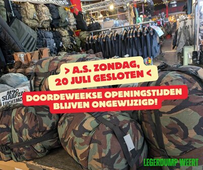 ZONDAG 20 JULI GESLOTEN 