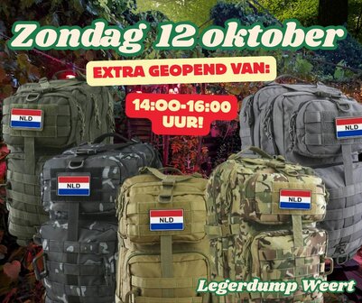 zondag 12 oktober geopend 