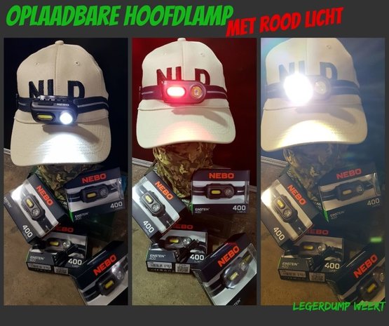 Oplaadbare hoofdlamp met rood licht