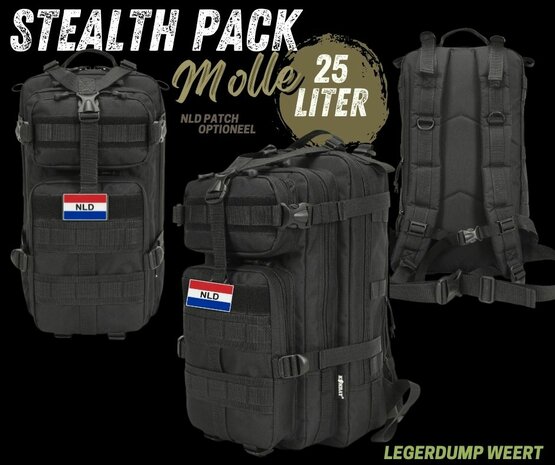 Stealth Pack 25L BTP Black MOLLE Rugzak Legerdump Weert