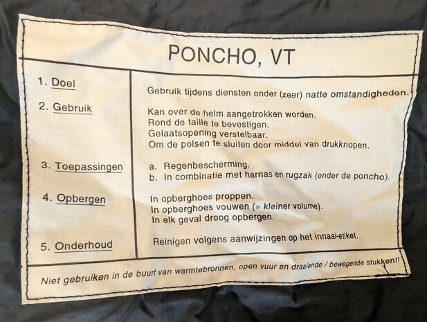 Militaire Poncho VT – Origineel Defensie 