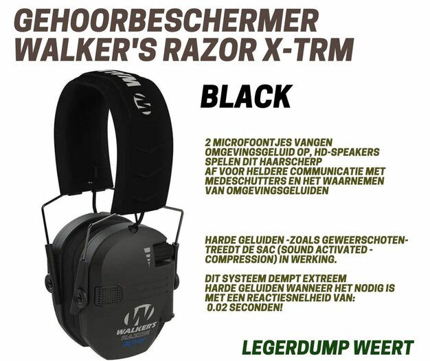 Gehoorbeschermer Walker's Razor XTRM Black Antris.nu