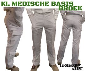 KL leger basis broek WIT met beenzakken