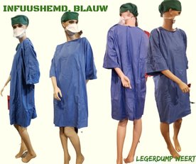 Infuushemd BLAUW met drukknopen bij de schouders