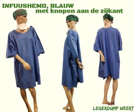 Infuushemd BLAUW knopen aan de zijkant