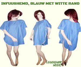 INFUUSHEMD BLAUW MET WITTE RAND