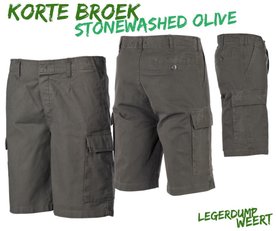 Korte broek stonewashed Olive