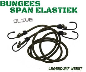 Bungees / span elastiek olive 2 Stuks