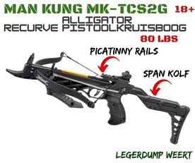 Man Kung MK-TCS2bk Alligator recurve pistoolkruisboog - 80 LBS 