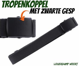 Tropenkoppel ZWART met zwarte metalen gesp