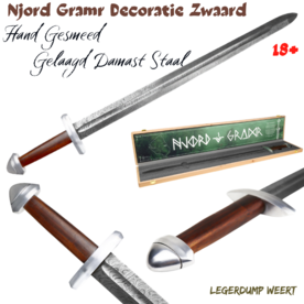 Njord Gramr Decoratie Zwaard - hand gesmeed gelaagd damast staal