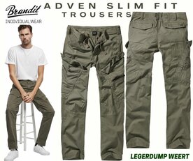 Adven Slim Fit Broek Olive 