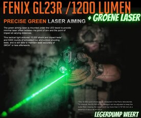 FENIX GL23R TACTICAL WEAPON LIGHT + GREEN LASER SIGHT