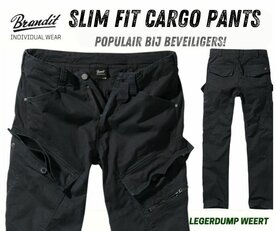 Slim Fit Broek Black 