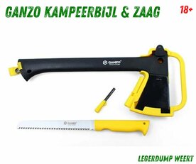 Ganzo Kampeerbijl en Zaag + Firestarter