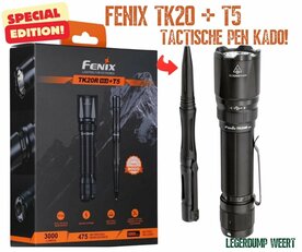 Fenix TK20R V2.0 oplaadbare zaklamp, 3000 lumen + T5 Kado