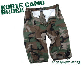 Korte camo stonewashed broek  - woodland